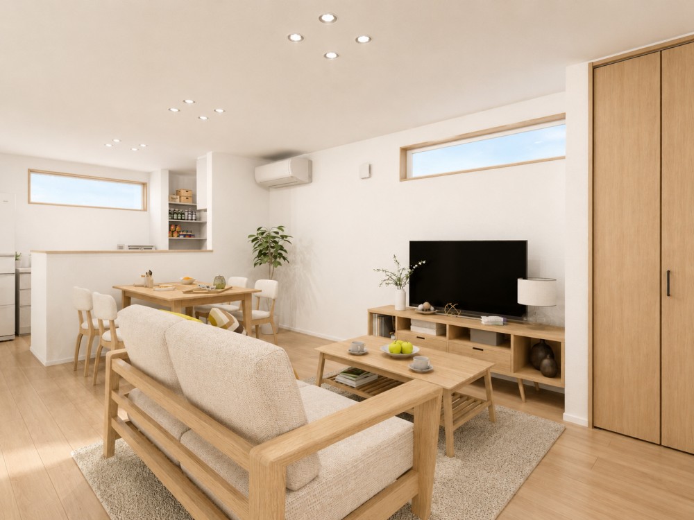 新潟市東区上木戸の新築建売住宅のリビングダイニング写真