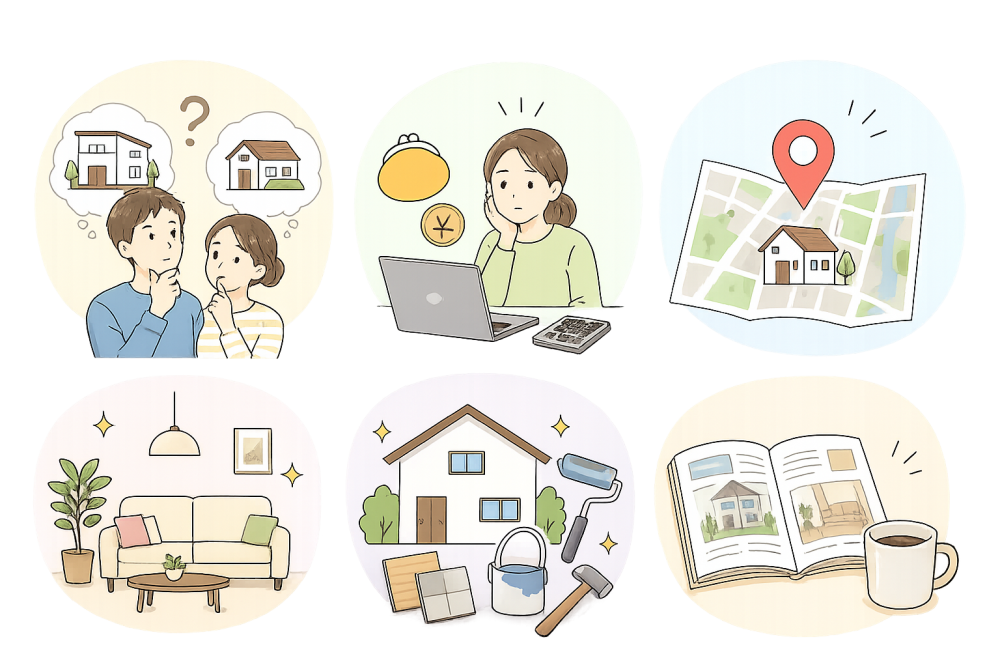 新築住宅・中古住宅・リフォームの住まい選びや住宅ローン相談をイメージしたイラスト