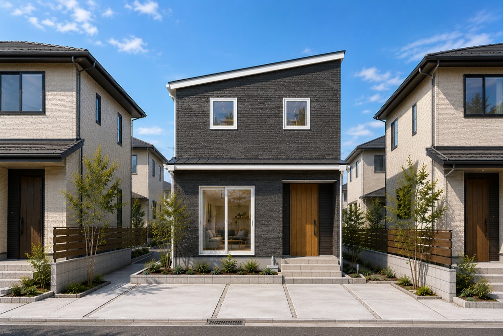 新潟市中央区弁天橋の新築建売住宅外観|家事ラク動線と収納が魅力の3LDK