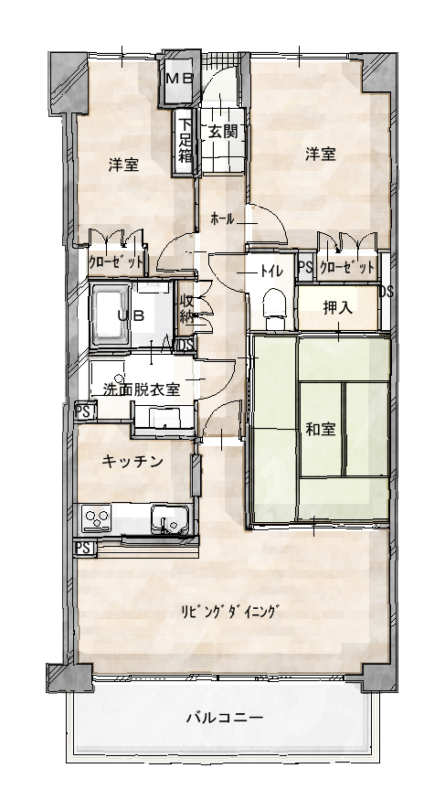 サーパス中山 リノベーション前の間取り図(Before)