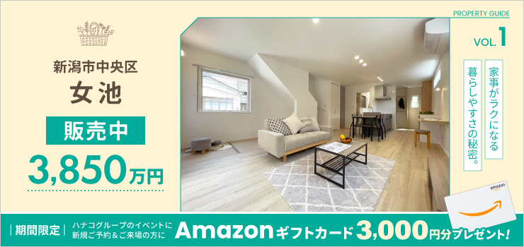 【残り1棟】新潟市中央区女池｜新築建売住宅（3LDK・3,850万円）