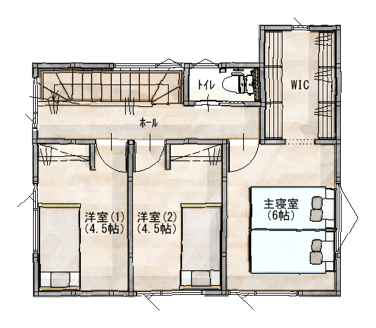 新潟市東区上木戸の新築建売住宅2階間取り図